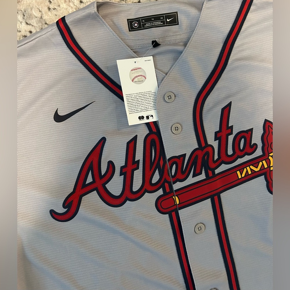 Nike Authentic Atlanta Braves MLB Baseball Gray Jersey Men's Size: XL - Picture 4 of 6